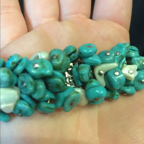 Vintage stuning turquoise/mother of pearl bracelet - Picture 3 of 5